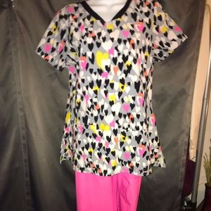 Pink N Black Small Scrub Set